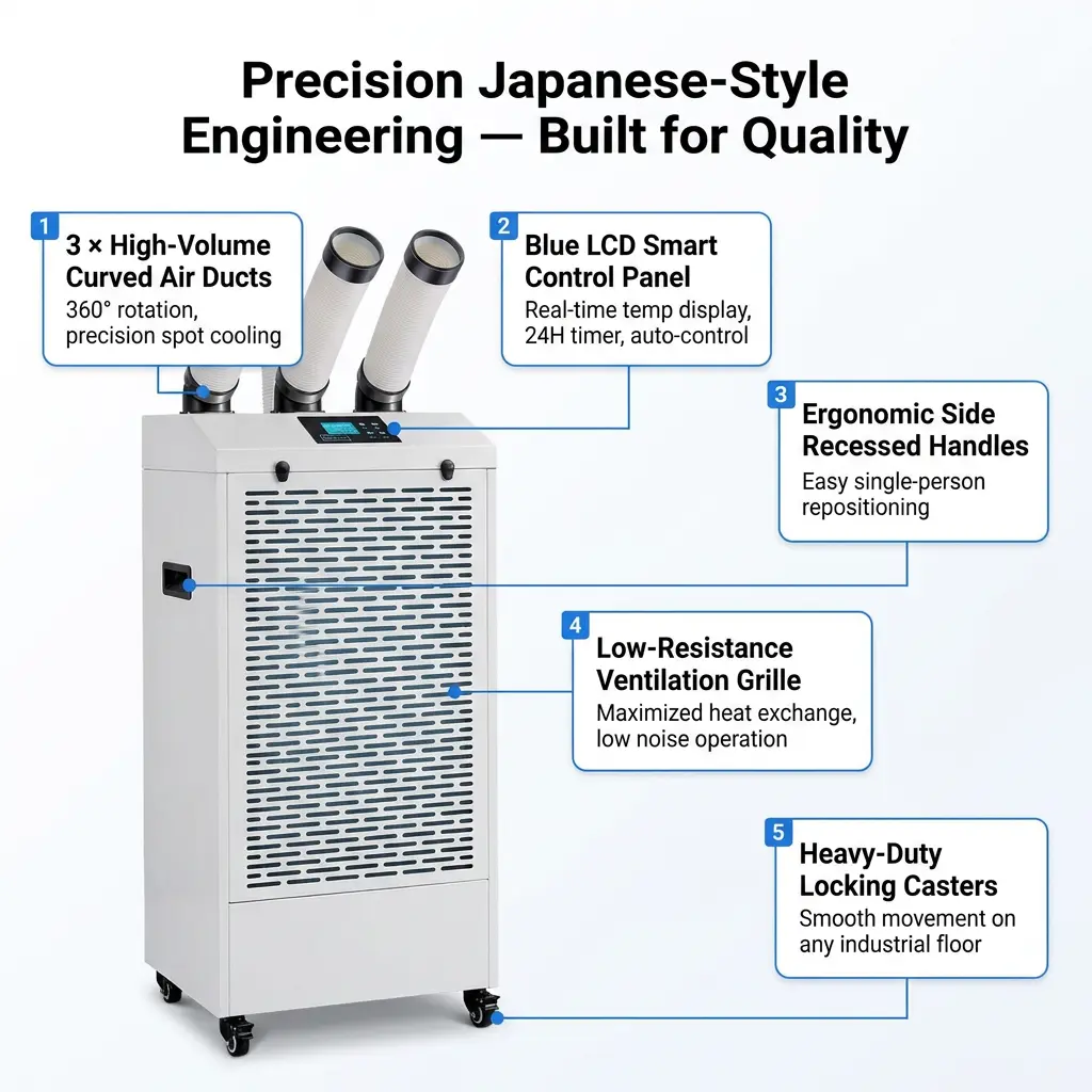 Custom na Propesyonal Mababang Ingay 65dB Silent Operation LCD Display Mobile Air Conditioner Portable Industrial AC sa Laboratory Custom na Propesyonal Mababang Ingay 65dB Silent Operation LCD Display Mobile Air Conditioner Portable Industrial AC sa Laboratory
