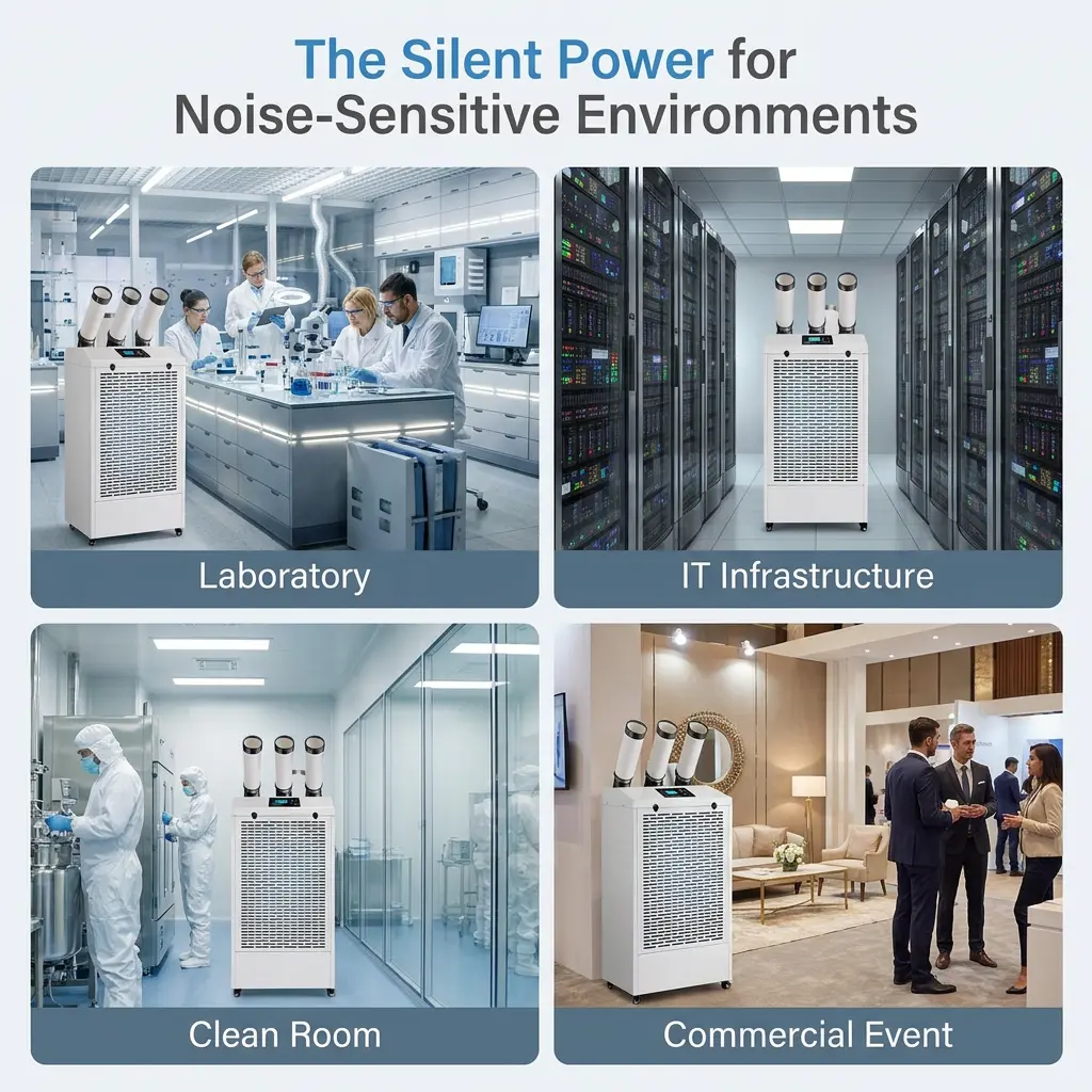 Custom na Propesyonal Mababang Ingay 65dB Silent Operation LCD Display Mobile Air Conditioner Portable Industrial AC sa Laboratory
