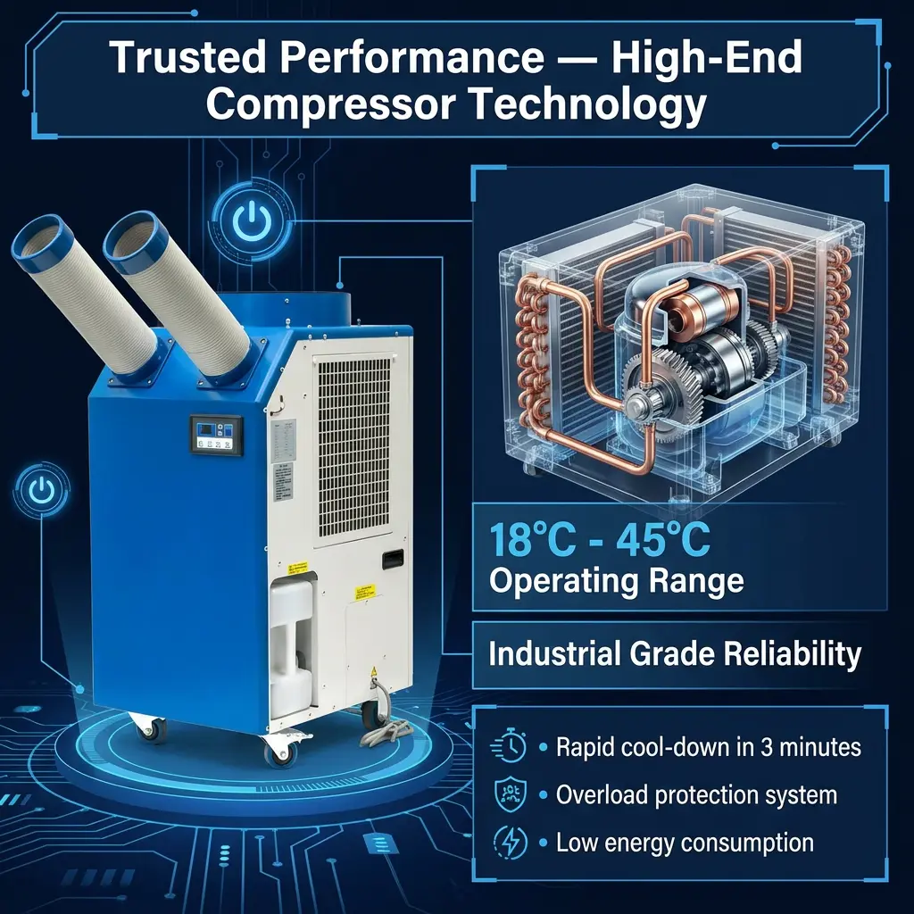 OEM 14L Malaking Tank 2700W Power 9300BTU Rotary Compressor Portable Spot Cooler Industrial Air Conditioner para sa Workshop OEM 14L Malaking Tank 2700W Power 9300BTU Rotary Compressor Portable Spot Cooler Industrial Air Conditioner para sa Workshop