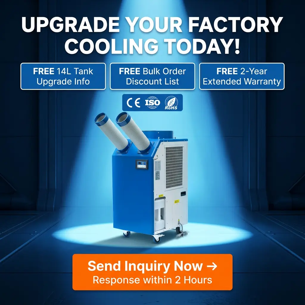 OEM 14L Malaking Tank 2700W Power 9300BTU Rotary Compressor Portable Spot Cooler Industrial Air Conditioner para sa Workshop