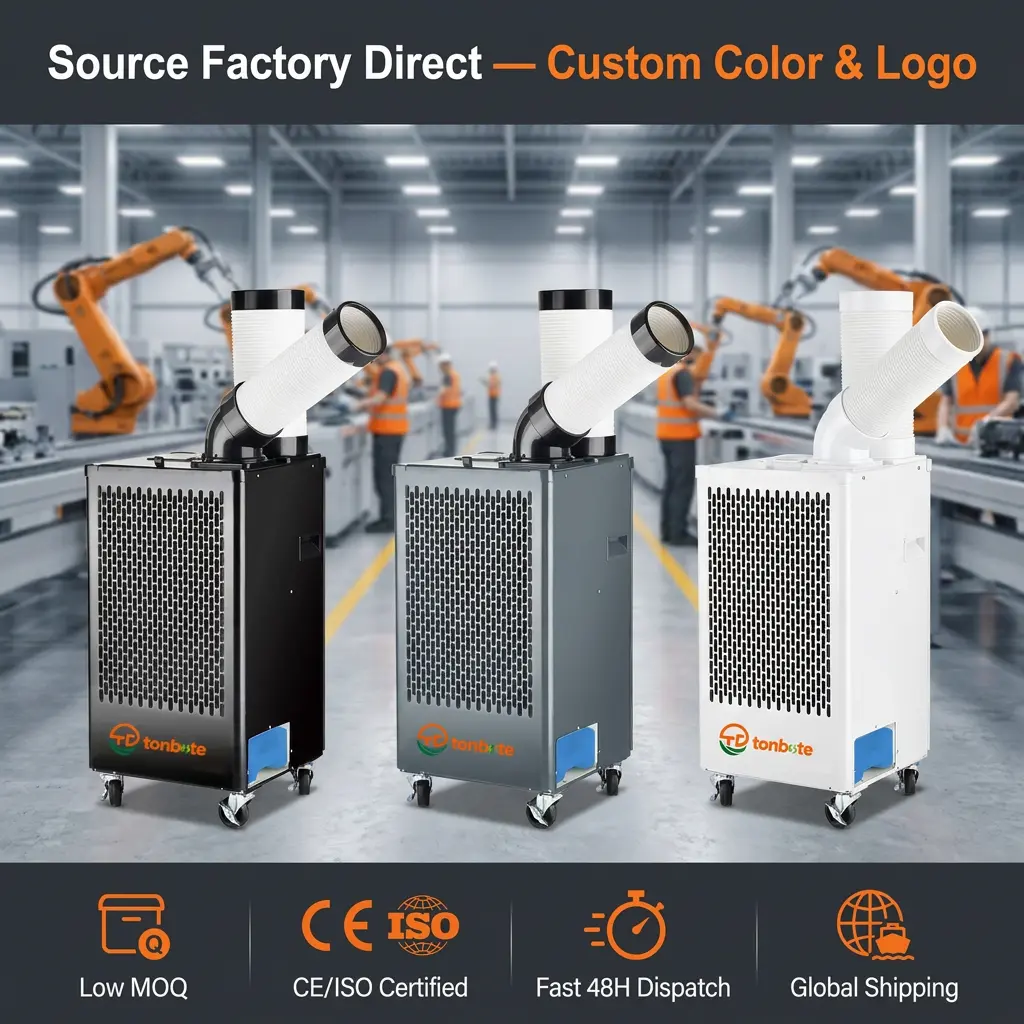 ODM 460m3h Airflow Steel Casing Adjustable Vent Spot Air Conditioner Floor Standing AC sa Logistics Storage Warehouse