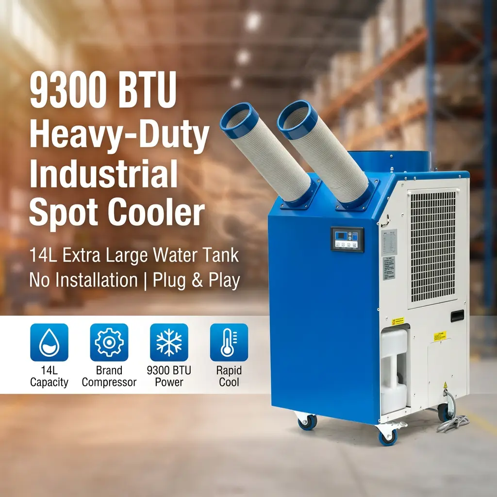 OEM 14L Malaking Tank 2700W Power 9300BTU Rotary Compressor Portable Spot Cooler Industrial Air Conditioner para sa Workshop OEM 14L Malaking Tank 2700W Power 9300BTU Rotary Compressor Portable Spot Cooler Industrial Air Conditioner para sa Workshop