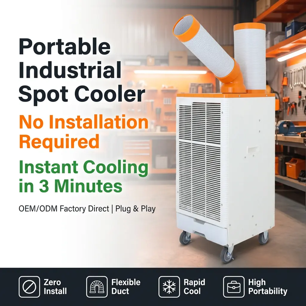 OEM Orange White Japanese Style 3 Min Rapid Cooling Spot Cooler Industrial Air Conditioner para sa Metalworking Workshop OEM Orange White Japanese Style 3 Min Rapid Cooling Spot Cooler Industrial Air Conditioner para sa Metalworking Workshop