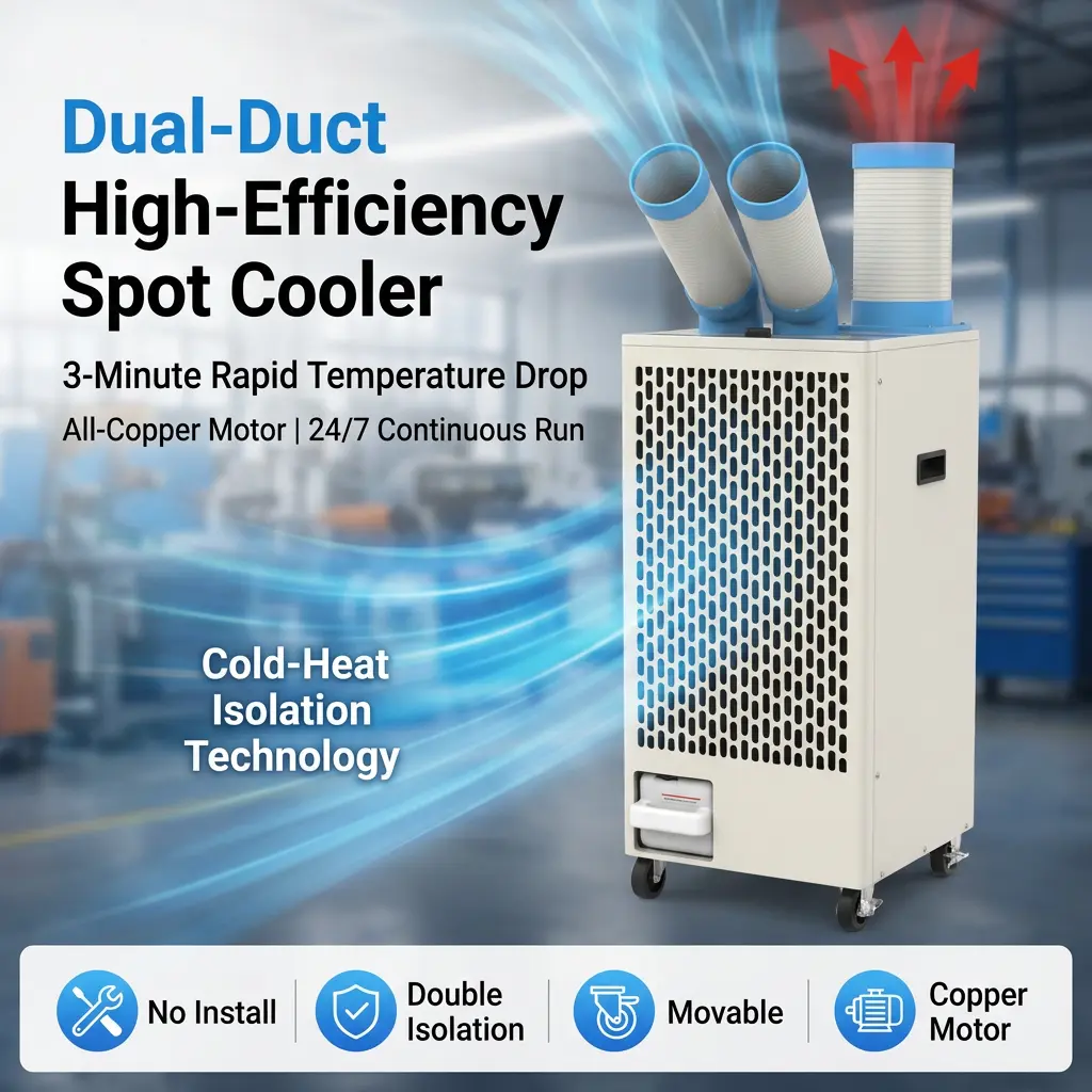 OEM White Metal Body 24 7 Dual Duct Cold Heat Isolation Portable Spot Cooler Industrial Air Conditioner para sa Workshop OEM White Metal Body 24 7 Dual Duct Cold Heat Isolation Portable Spot Cooler Industrial Air Conditioner para sa Workshop